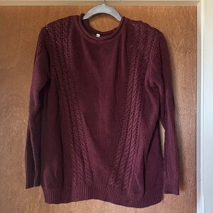 Lucky Brand Women's Cable Knit Sweater - Deep Red